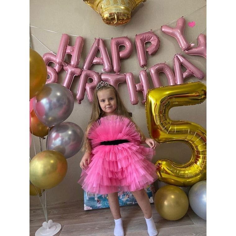 Balon din Folie Metalizata Flippy, Figurina Cifra, Tema Aniversare 80 cm, Ambalaj Individual, Pai inclus, Umflare cu Aer sau Heliu, Auriu, Cifra 5 [6]