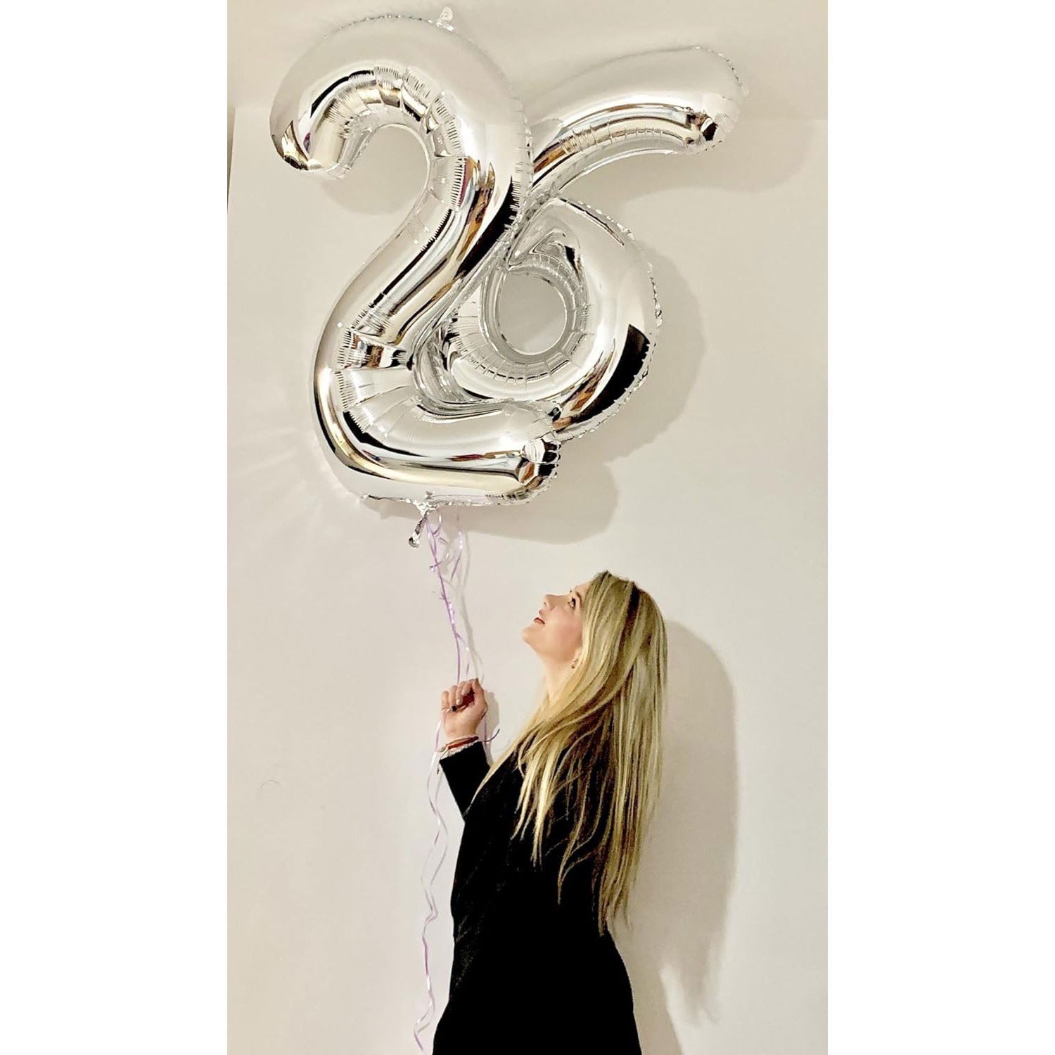 Balon din Folie Metalizata, Flippy, Figurina Cifra, Tema Aniversare 100 cm, Ambalaj Individual, Pai inclus, Umflare cu Aer sau Heliu, Argintiu, Cifra 6 [7]