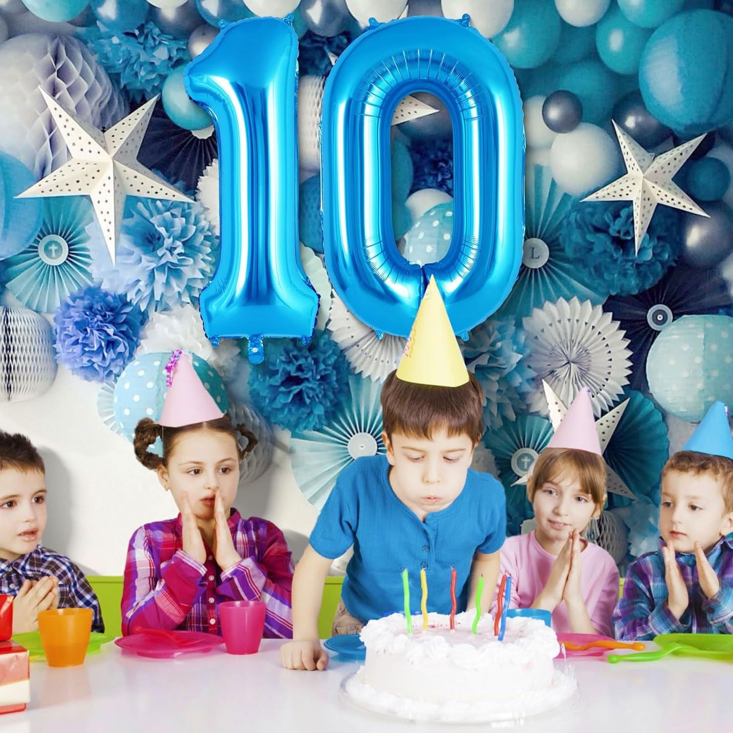 Balon din Folie Metalizata, Flippy, Figurina Cifra, Tema Aniversare 80 cm, Ambalaj Individual, Pai inclus, Umflare cu Aer sau Heliu, Albastru, Cifra 0 [4]