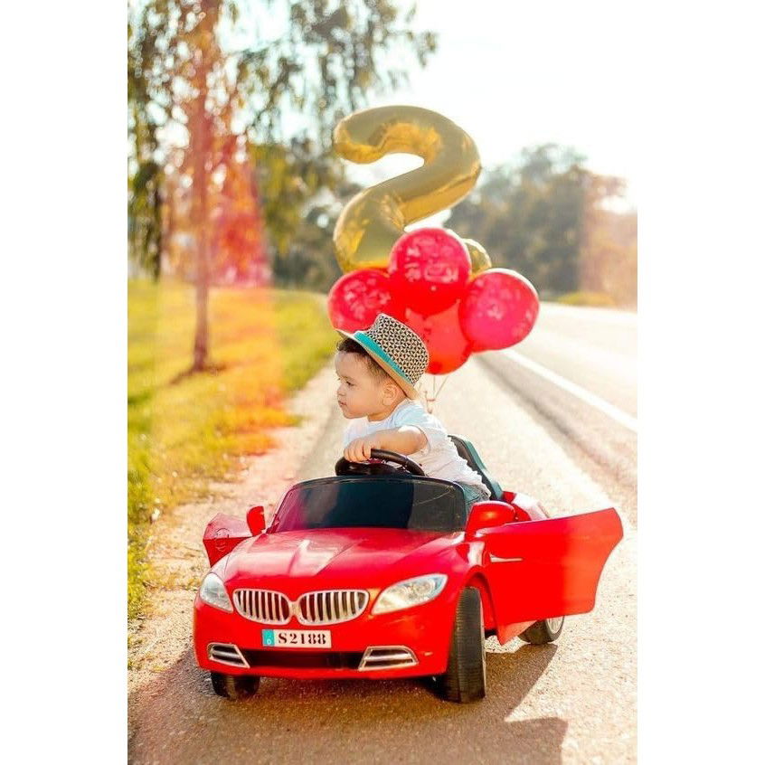 Balon din Folie Metalizata Flippy, Figurina Cifra, Tema Aniversare 80 cm, Ambalaj Individual, Pai inclus, Umflare cu Aer sau Heliu, Auriu, Cifra 2 [9]