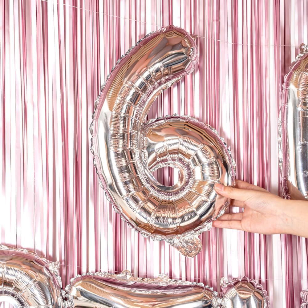 Balon din Folie Metalizata Flippy, Figurina Cifra, Tema Aniversare 40 cm, Ambalaj Individual, Pai inclus, Umflare cu Aer sau Heliu, Argintiu, Cifra 6 [2]