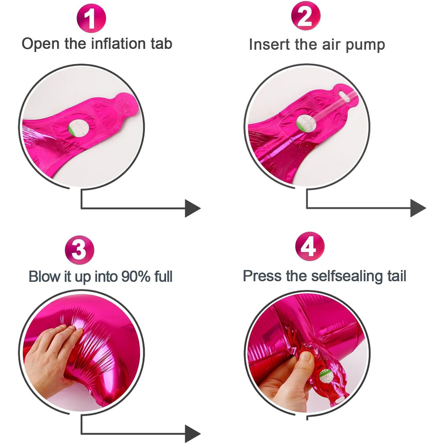 Petrecere - Balon din Folie Metalizata Flippy, Figurina Cifra, Tema Aniversare 40 cm, Ambalaj Individual, Pai inclus, Umflare cu Aer sau Heliu, Roz, Cifra 4