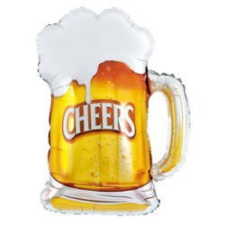 Balon din Folie Metalizata, Flippy, Figurina Halba de Bere, Model Cheers, Tematica Petrecere, 58x73 cm, Ambalaj Individual, Pai Inclus, Umflare cu Aer sau Heliu, Galben [4]