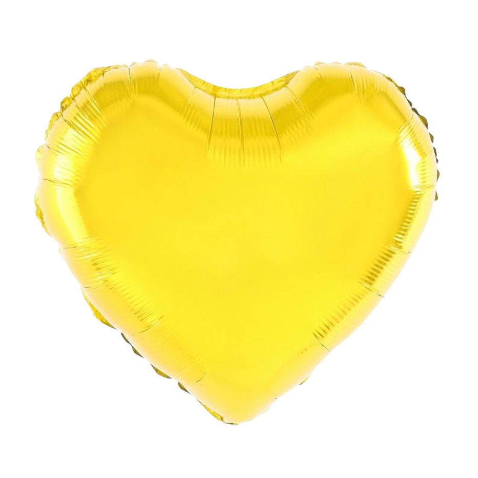 Petrecere - Balon din Folie Metalizata, Flippy, Figurina Inimioara, Model Simplu, Tematica Iubire, 40 cm, Ambalaj Individual, Pai Inclus, Umflare cu Aer sau Heliu, Auriu