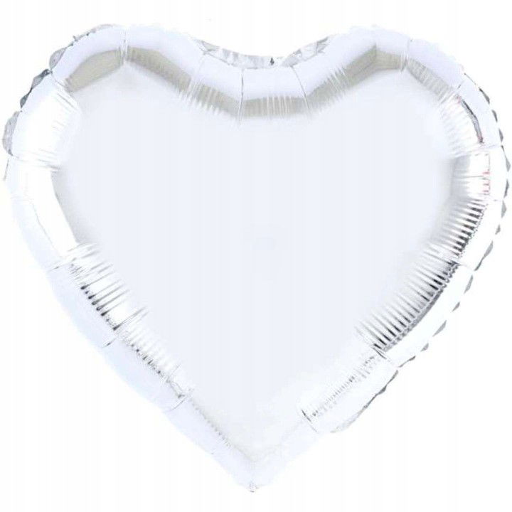Petrecere - Balon din Folie Metalizata, Flippy, Figurina Inimioara, Model Simplu, Tematica Iubire, 40 cm, Ambalaj Individual, Pai Inclus, Umflare cu Aer sau Heliu, Argintiu