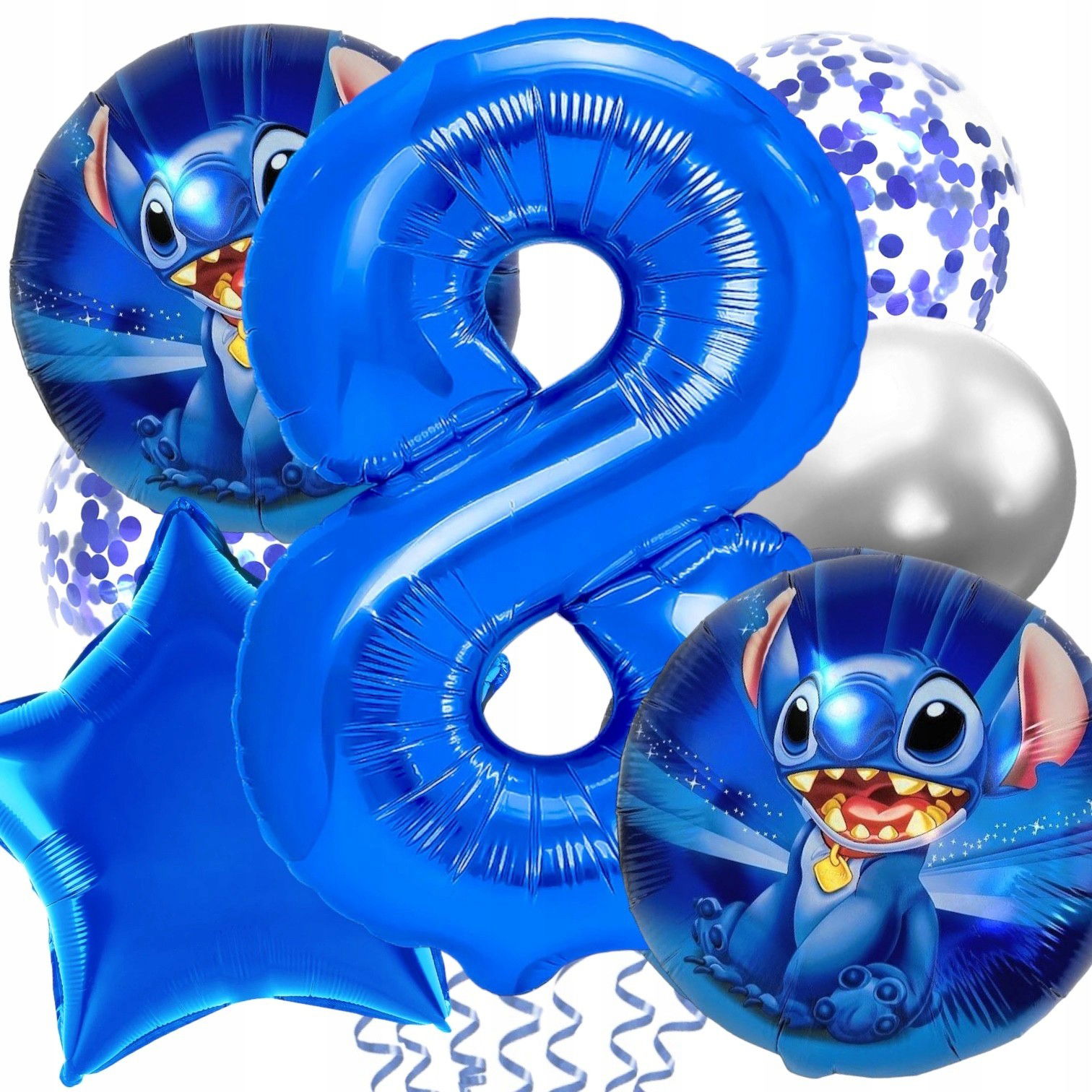 Petrecere - Balon din Folie Metalizata, Flippy, Figurina Stea, Model Simplu, Tematica Aniversare, 40 cm, Ambalaj Individual, Pai Inclus, Umflare cu Aer sau Heliu, Albastru