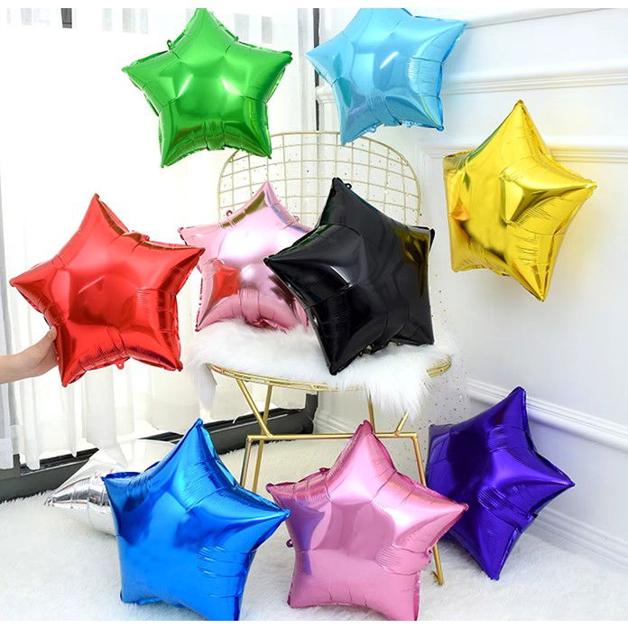 Balon din Folie Metalizata, Flippy, Figurina Stea, Model Simplu, Tematica Aniversare, 40 cm, Ambalaj Individual, Pai Inclus, Umflare cu Aer sau Heliu, Verde [3]