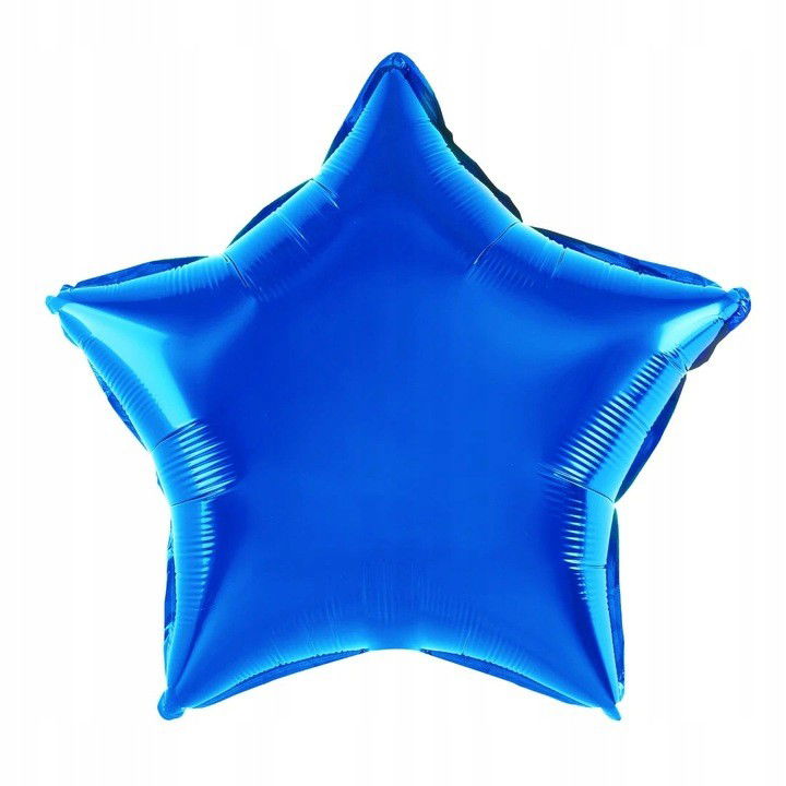 Petrecere - Balon din Folie Metalizata, Flippy, Figurina Stea, Model Simplu, Tematica Aniversare, 40 cm, Ambalaj Individual, Pai Inclus, Umflare cu Aer sau Heliu, Albastru
