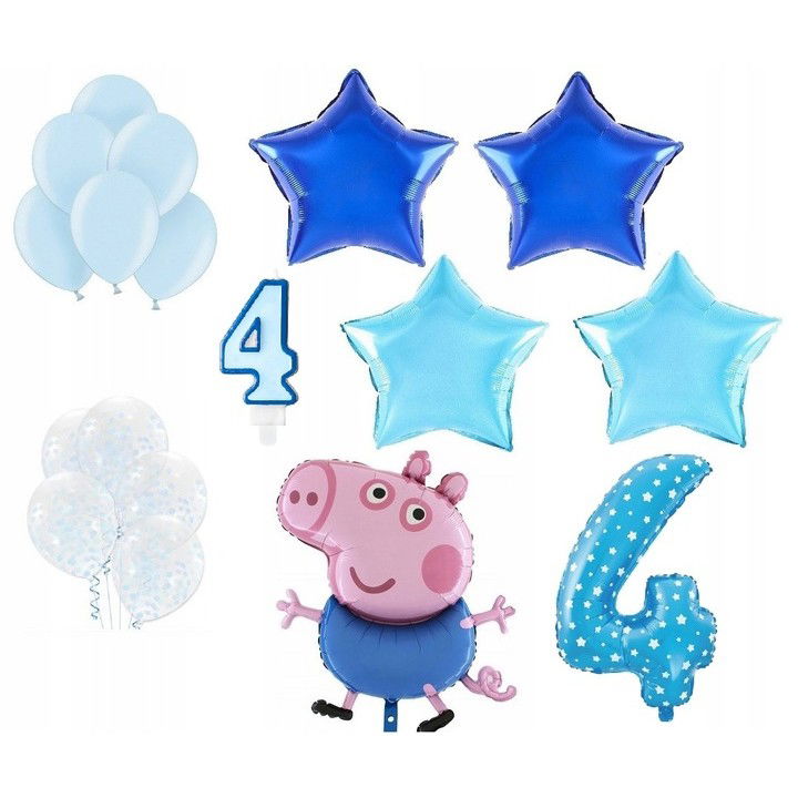 Balon din Folie Metalizata, Flippy, Figurina Stea, Model Simplu, Tematica Aniversare, 40 cm, Ambalaj Individual, Pai Inclus, Umflare cu Aer sau Heliu, Bleu [3]
