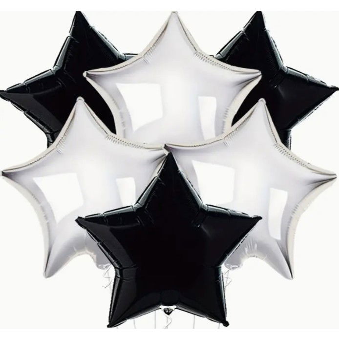 Balon din Folie Metalizata, Flippy, Figurina Stea, Model Simplu, Tematica Aniversare, 40 cm, Ambalaj Individual, Pai Inclus, Umflare cu Aer sau Heliu, Argintiu [5]