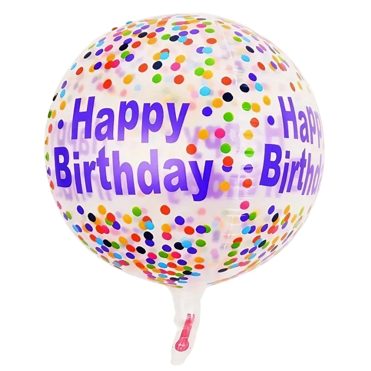 Seturi Baloane Folie - Balon din Folie Metalizata, Flippy, Figurine 4D, Model Happy Birthday, Tematica Aniversara Bombonele, 63x24 cm, Ambalaj Individual, Pai Inclus, Umflare cu Aer sau Heliu, Mov-Multicolor