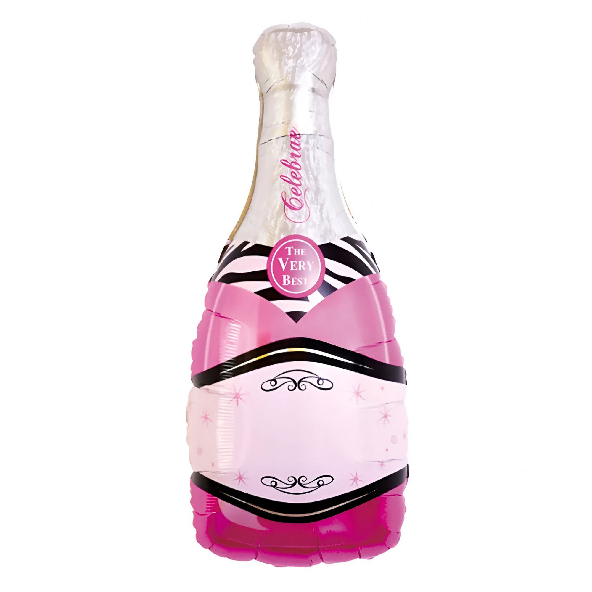 Balon din Folie Metalizata, Flippy, Figurine, Model Sticla de Sampanie, 49x100 cm, Ambalaj Individual, Pai Inclus, Umflare cu Aer sau Heliu, Mov [3]