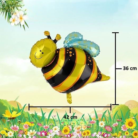 Balon din Folie Metalizata, Flippy, Mini Figurine, Model Albinuță, 36x42cm, Ambalaj Individual, Pai Inclus, Umflare cu Aer sau Heliu, Multicolor [5]