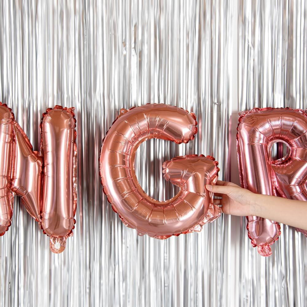 Balon Folie Metalizata Litera G, Flippy, 40 cm, Umflati cu Heliu sau Aer, Ambalaj Individual, Pai inclus, Rose Gold [3]
