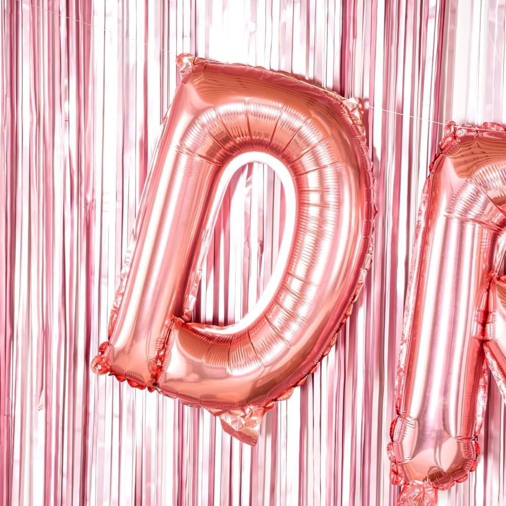 Balon Folie Metalizata Litera D, Flippy, 40 cm, Umflati cu Heliu sau Aer, Ambalaj Individual, Pai inclus, Rose Gold [5]