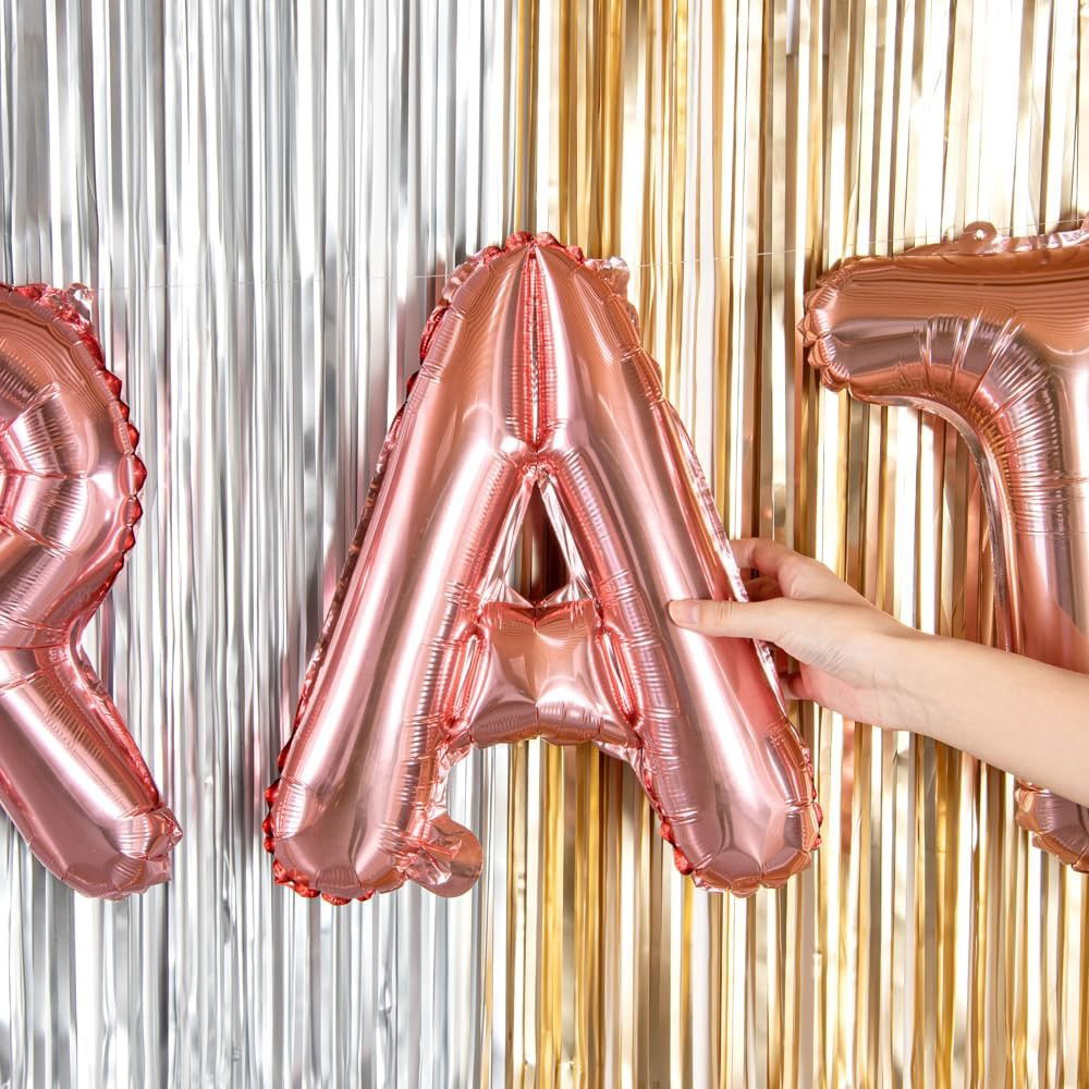 Balon Folie Metalizata Litera A, Flippy, 40 cm, Umflati cu Heliu sau Aer, Ambalaj Individual, Pai inclus, Rose Gold [7]