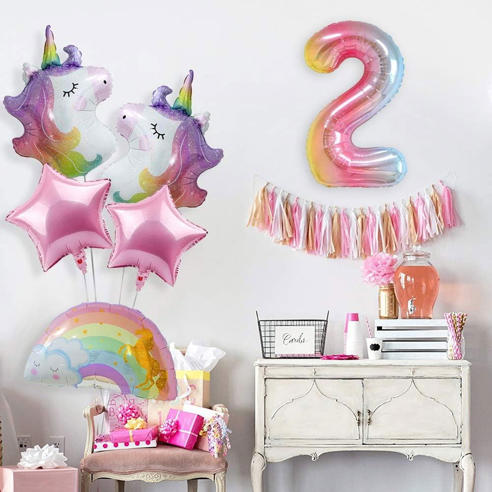 Balon din Folie Metalizata Gradient Flippy, Figurina Cifra, Tema Aniversare 100 cm, Ambalaj Individual, Pai inclus, Umflare cu Aer sau Heliu, Multicolor, Cifra 2 [6]