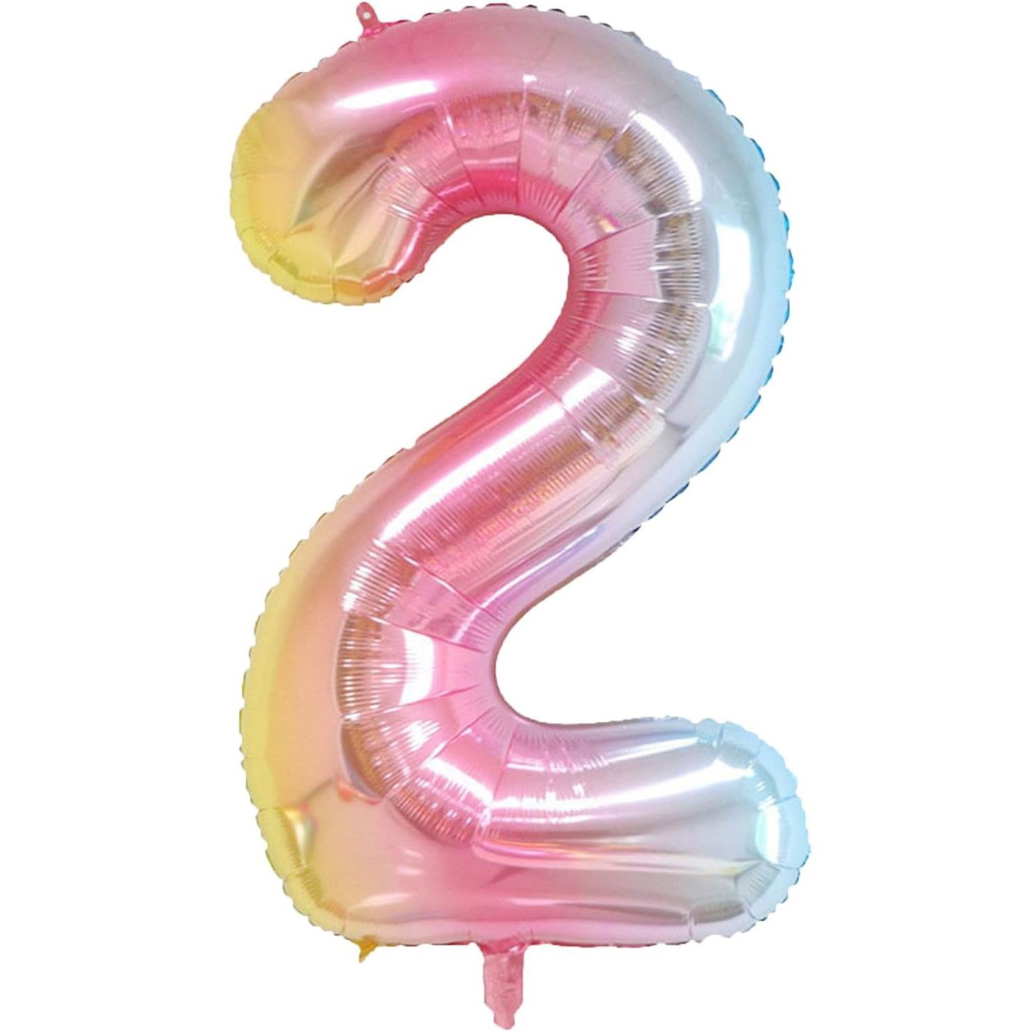 10 - 25 LEI - Balon din Folie Metalizata Gradient Flippy, Figurina Cifra, Tema Aniversare 100 cm, Ambalaj Individual, Pai inclus, Umflare cu Aer sau Heliu, Multicolor, Cifra 2