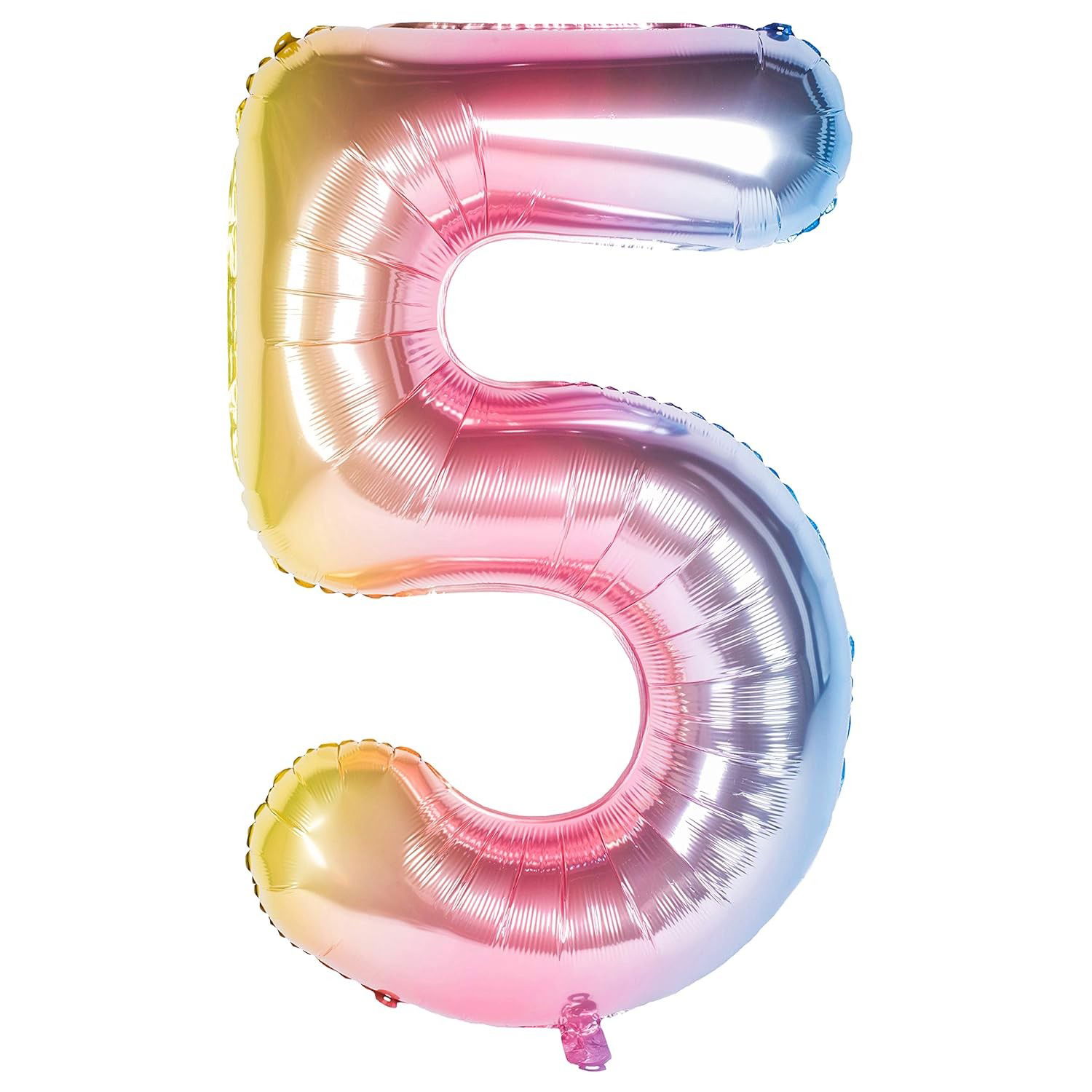 10 - 25 LEI - Balon din Folie Metalizata Gradient Flippy, Figurina Cifra, Tema Aniversare 100 cm, Ambalaj Individual, Pai inclus, Umflare cu Aer sau Heliu, Multicolor, Cifra 5