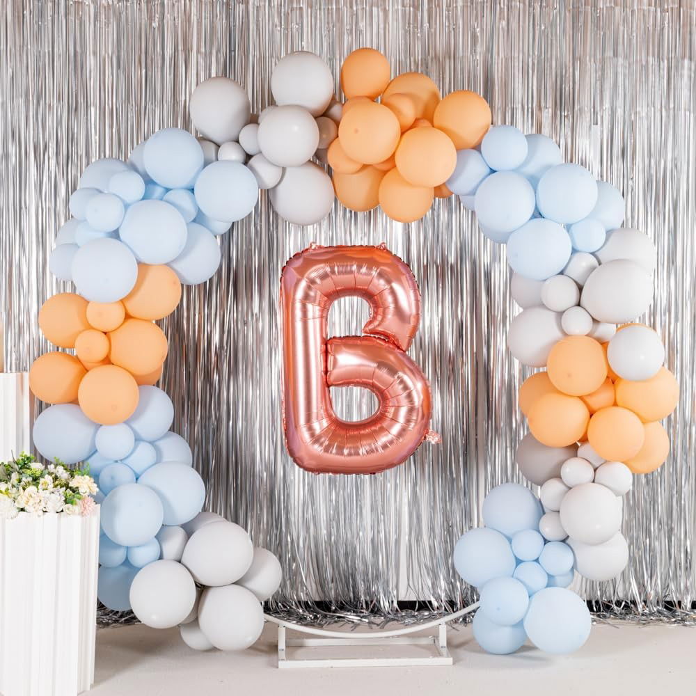 Balon Folie Metalizata Litera B, Flippy, 100 cm, Umflati cu Heliu sau Aer, Ambalaj Individual, Pai inclus, Rose Gold [3]