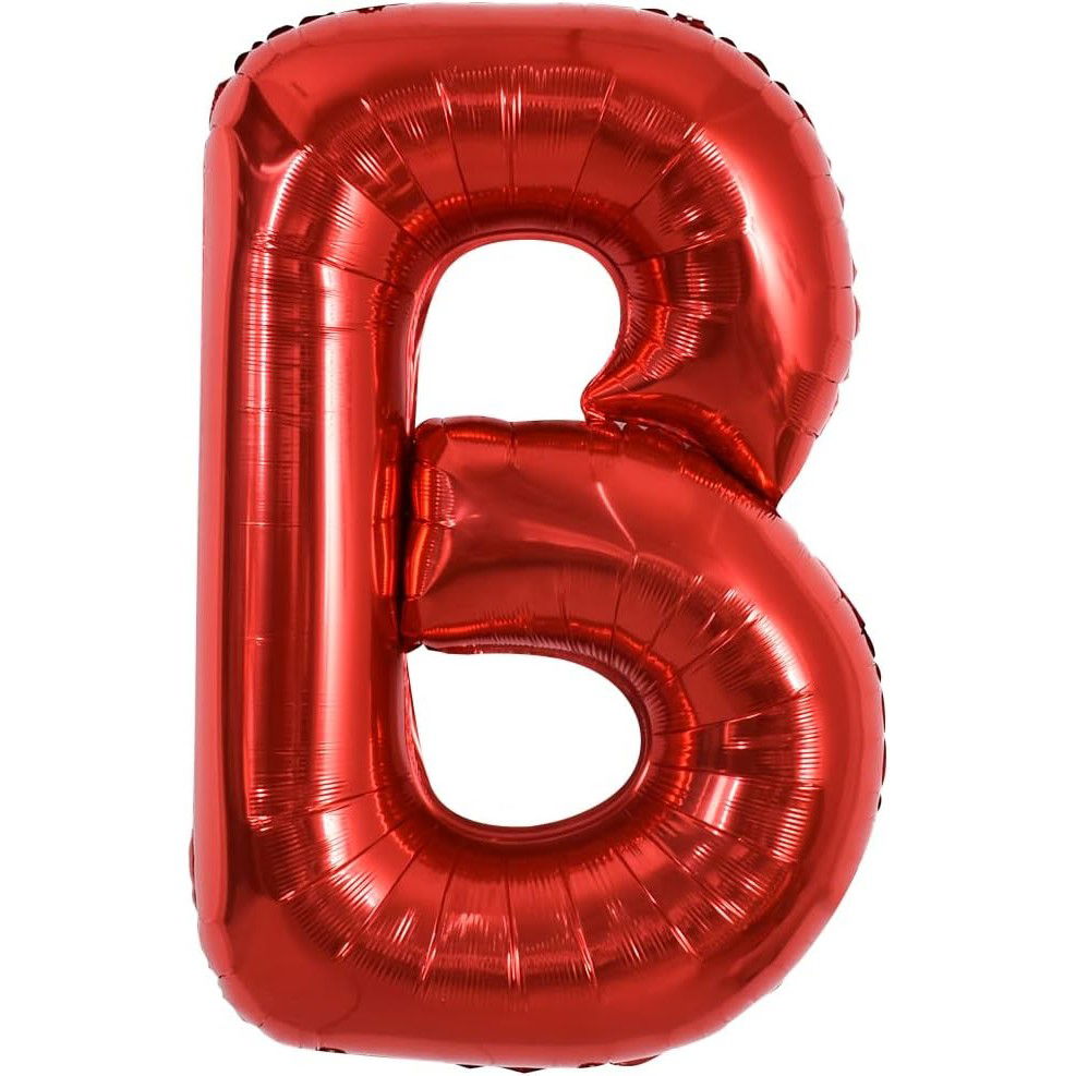 Balon Folie Metalizata Litera B, Flippy, 40 cm, Umflati cu Heliu sau Aer, Ambalaj Individual, Pai inclus, Rosu [4]