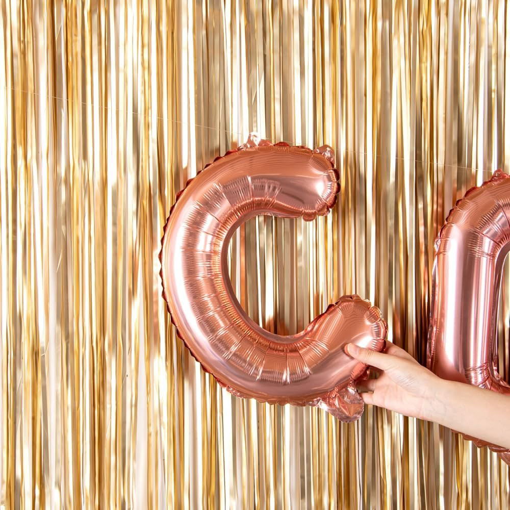 Balon Folie Metalizata Litera C, Flippy, 40 cm, Umflati cu Heliu sau Aer, Ambalaj Individual, Pai inclus, Rose Gold [5]