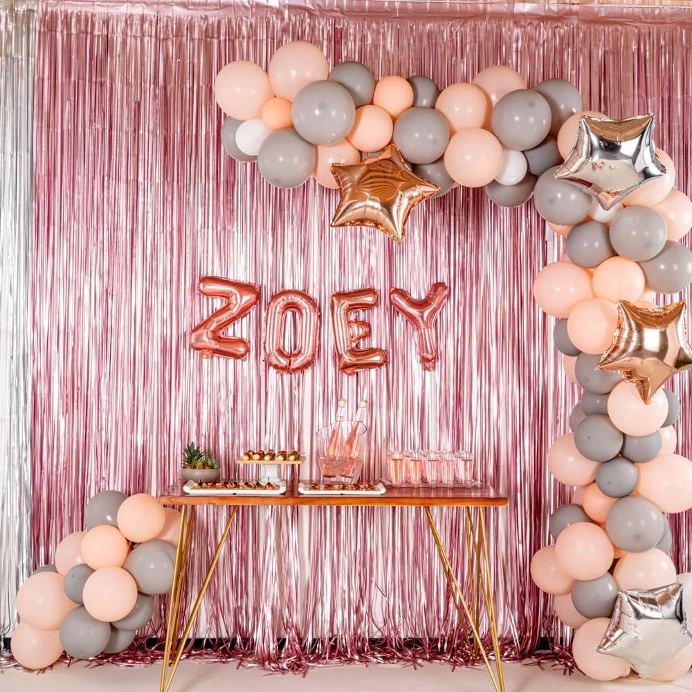 Balon Folie Metalizata Litera E, Flippy, 40 cm, Umflati cu Heliu sau Aer, Ambalaj Individual, Pai inclus, Rose Gold [6]