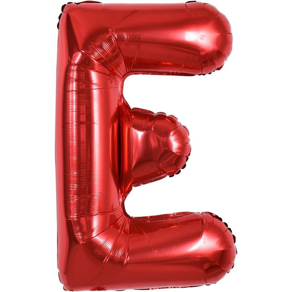 Balon Folie Metalizata Litera E, Flippy, 40 cm, Umflati cu Heliu sau Aer, Ambalaj Individual, Pai inclus, Rosu [6]