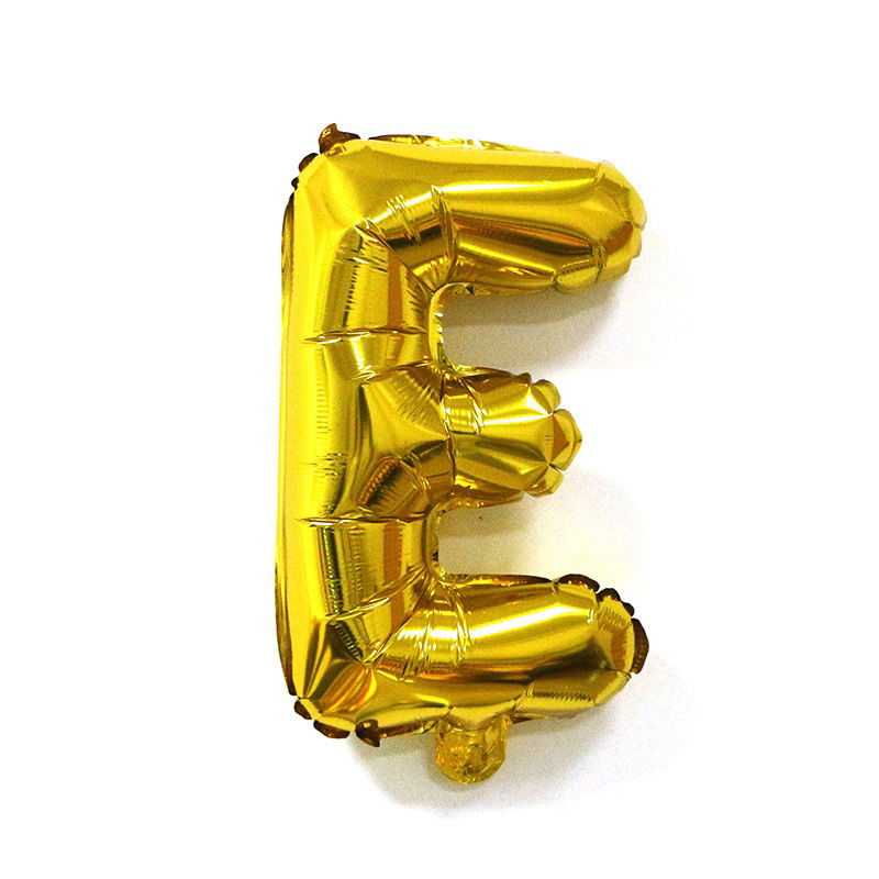 Balon Folie Metalizata Litera E, Flippy, 40 cm, Umflati cu Heliu sau Aer, Ambalaj Individual, Pai inclus, Auriu [3]