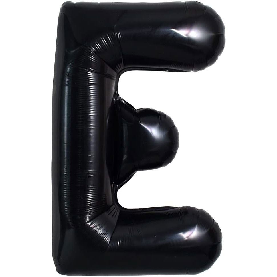 Balon Folie Metalizata Litera E, Flippy, 40 cm, Umflati cu Heliu sau Aer, Ambalaj Individual, Pai inclus, Negru [6]