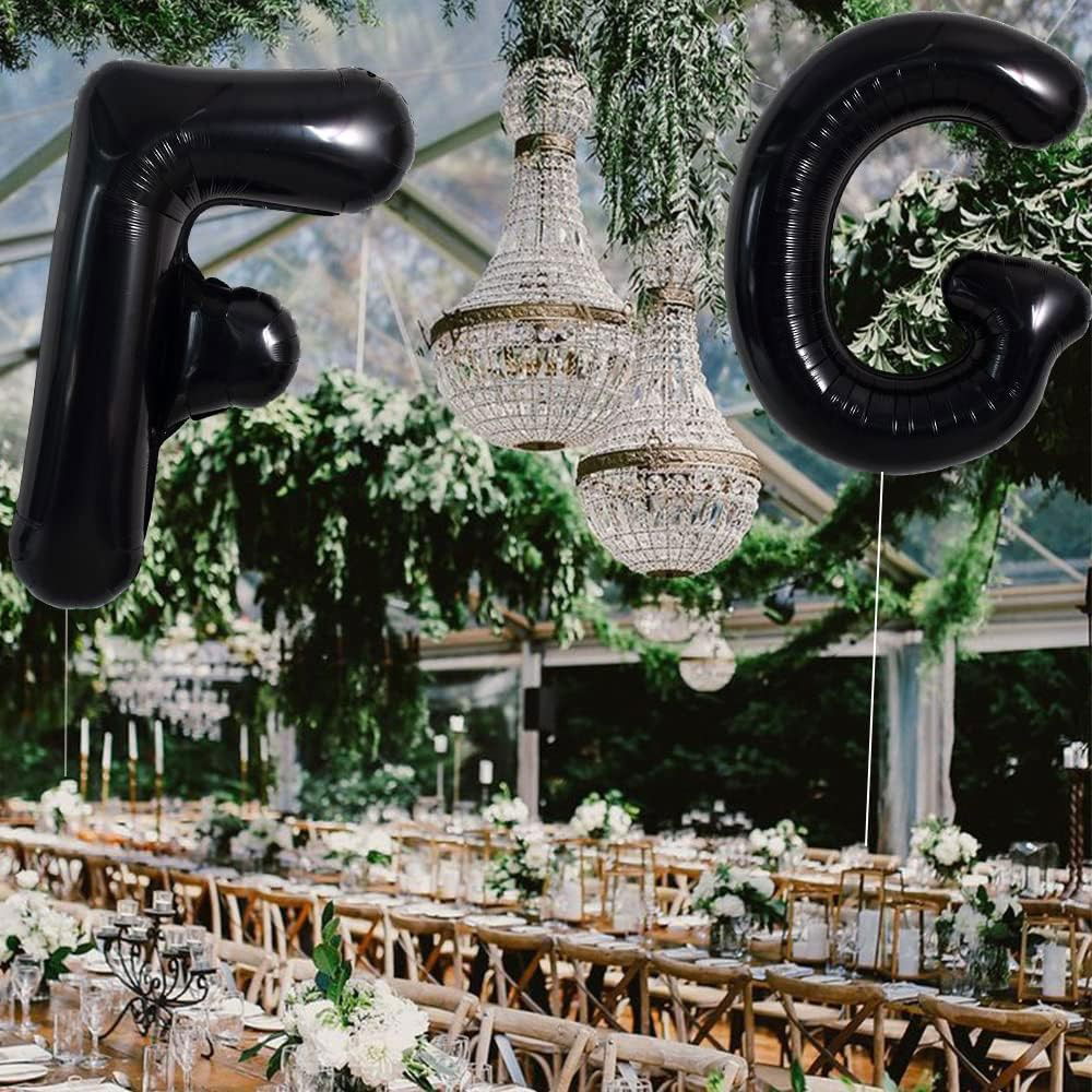 Balon Folie Metalizata Litera F, Flippy, 40 cm, Umflati cu Heliu sau Aer, Ambalaj Individual, Pai inclus, Negru [3]