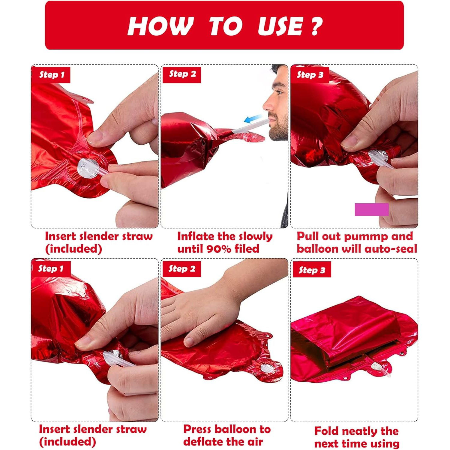 Balon Folie Metalizata Litera F, Flippy, 40 cm, Umflati cu Heliu sau Aer, Ambalaj Individual, Pai inclus, Rosu [6]