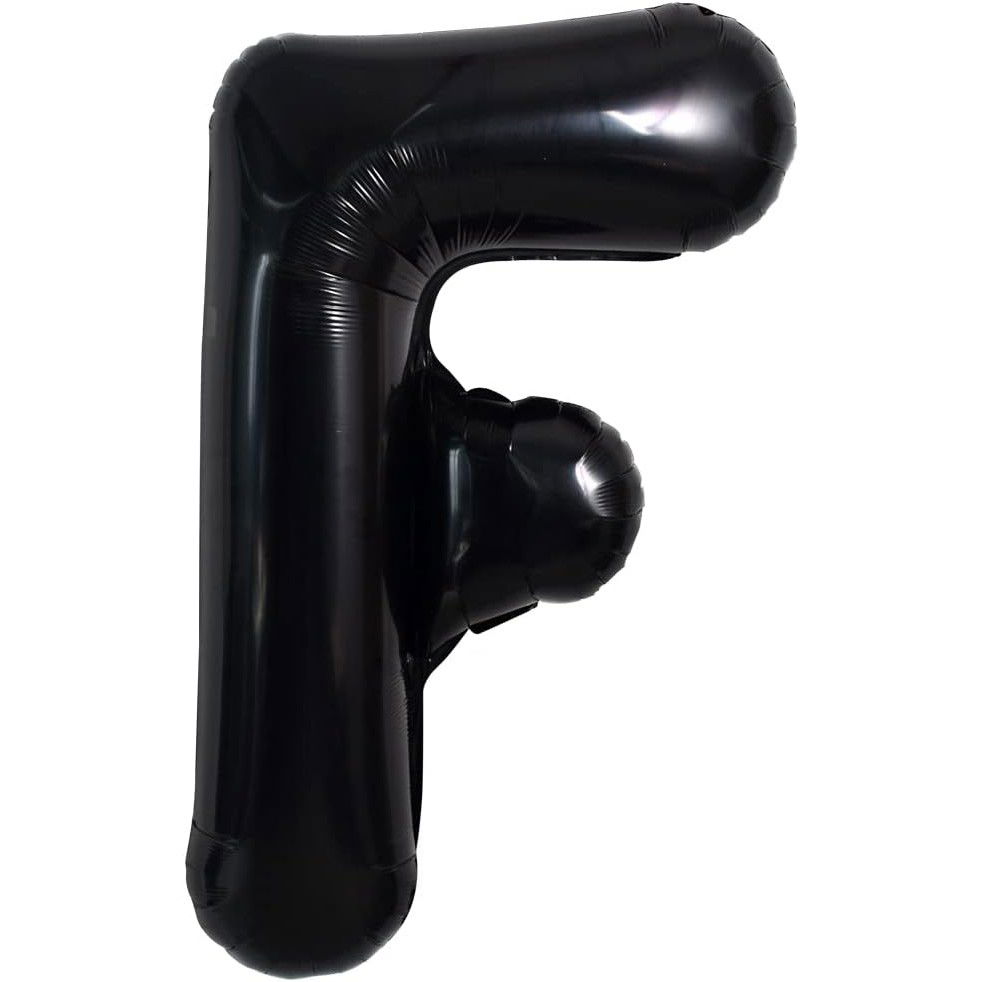 10 - 25 LEI - Balon Folie Metalizata Litera F, Flippy, 40 cm, Umflati cu Heliu sau Aer, Ambalaj Individual, Pai inclus, Negru
