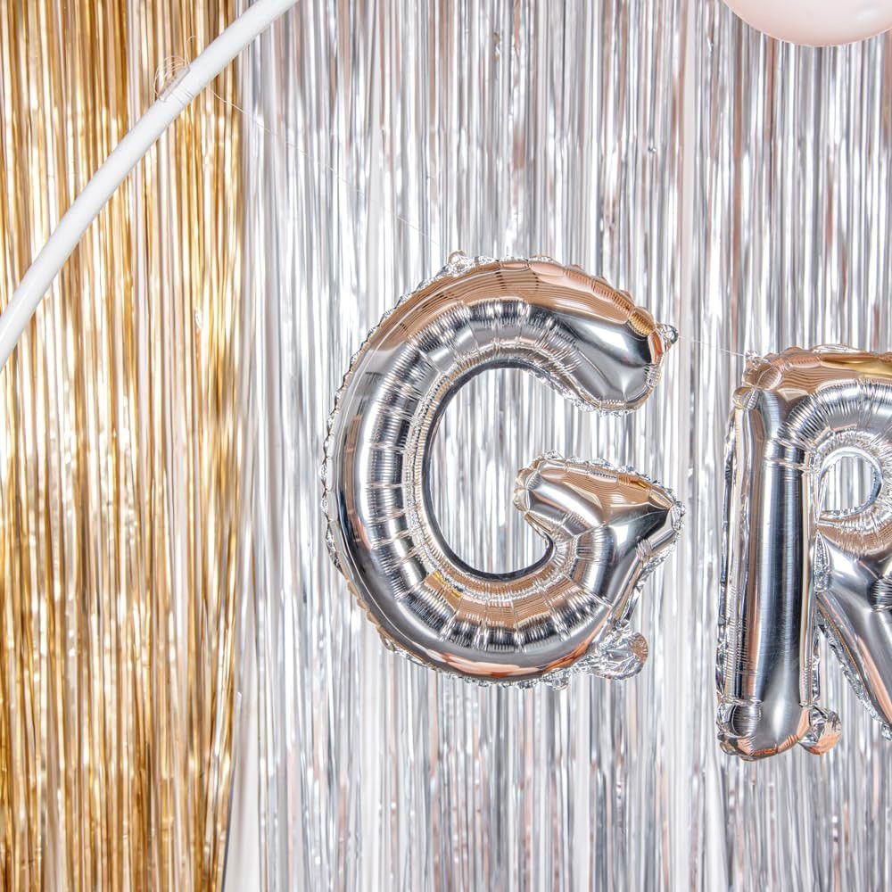 Balon Folie Metalizata Litera G, Flippy, 40 cm, Umflati cu Heliu sau Aer, Ambalaj Individual, Pai inclus, Argintiu [6]