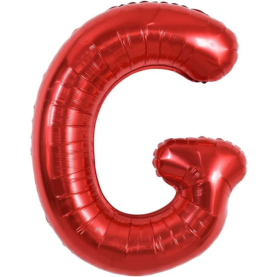 Balon Folie Metalizata Litera G, Flippy, 40 cm, Umflati cu Heliu sau Aer, Ambalaj Individual, Pai inclus, Rosu [7]
