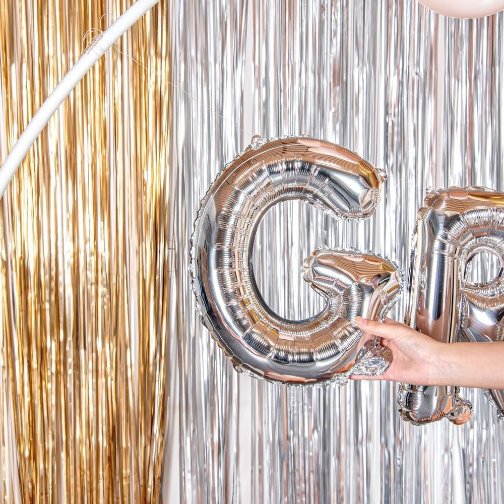 Balon Folie Metalizata Litera G, Flippy, 40 cm, Umflati cu Heliu sau Aer, Ambalaj Individual, Pai inclus, Argintiu [5]