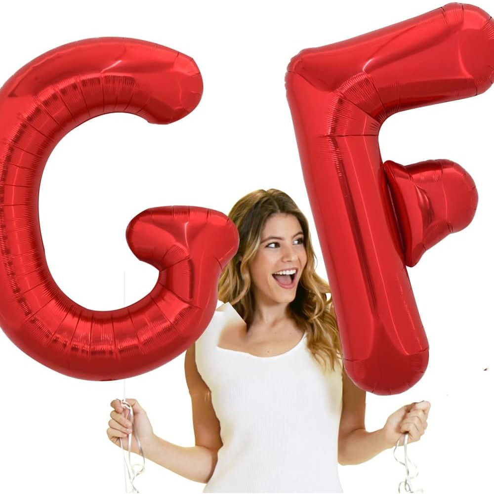Balon Folie Metalizata Litera G, Flippy, 40 cm, Umflati cu Heliu sau Aer, Ambalaj Individual, Pai inclus, Rosu [6]