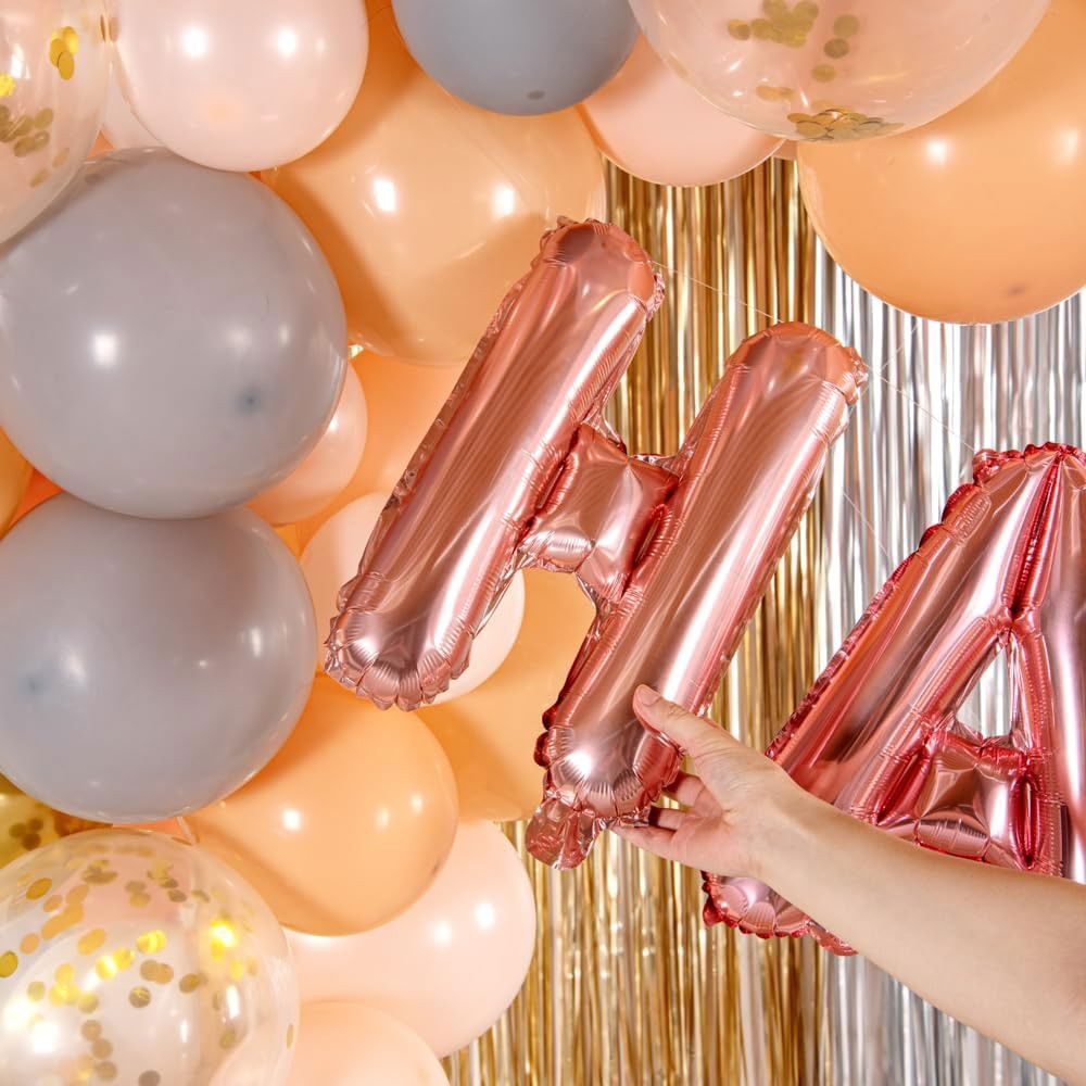 Balon Folie Metalizata Litera H, Flippy, 40 cm, Umflati cu Heliu sau Aer, Ambalaj Individual, Pai inclus, Rose Gold [4]