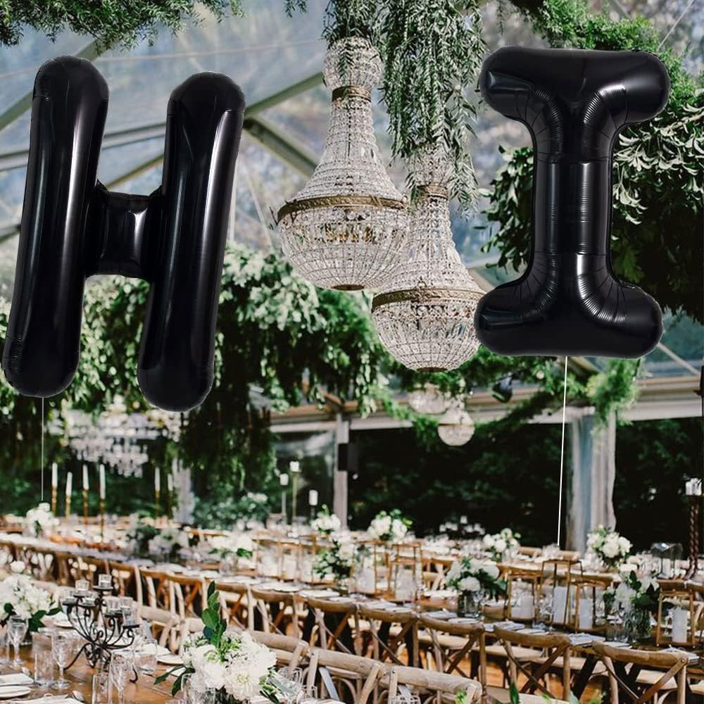 Balon Folie Metalizata Litera H, Flippy, 40 cm, Umflati cu Heliu sau Aer, Ambalaj Individual, Pai inclus, Negru [3]