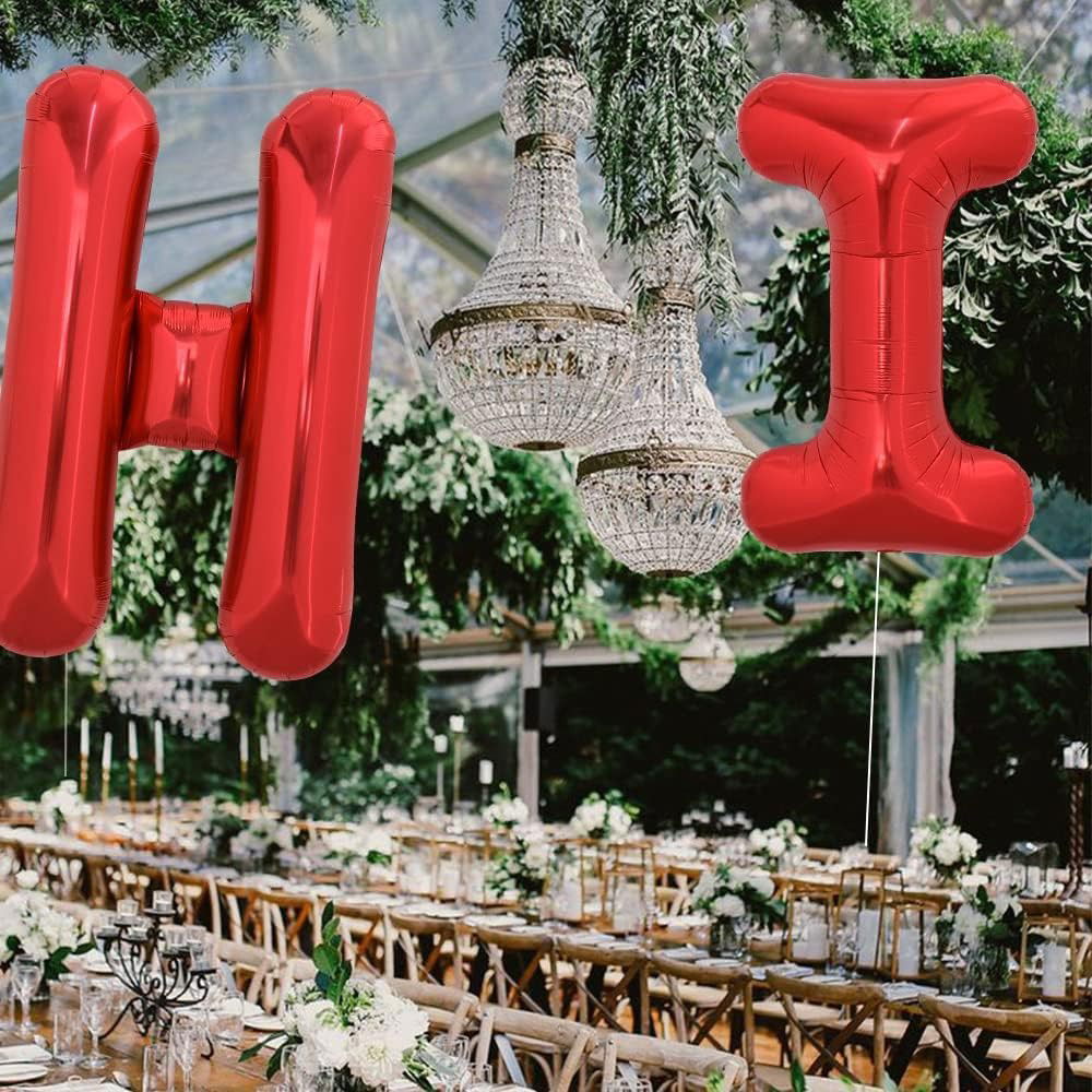 Balon Folie Metalizata Litera I, Flippy, 40 cm, Umflati cu Heliu sau Aer, Ambalaj Individual, Pai inclus, Rosu [5]