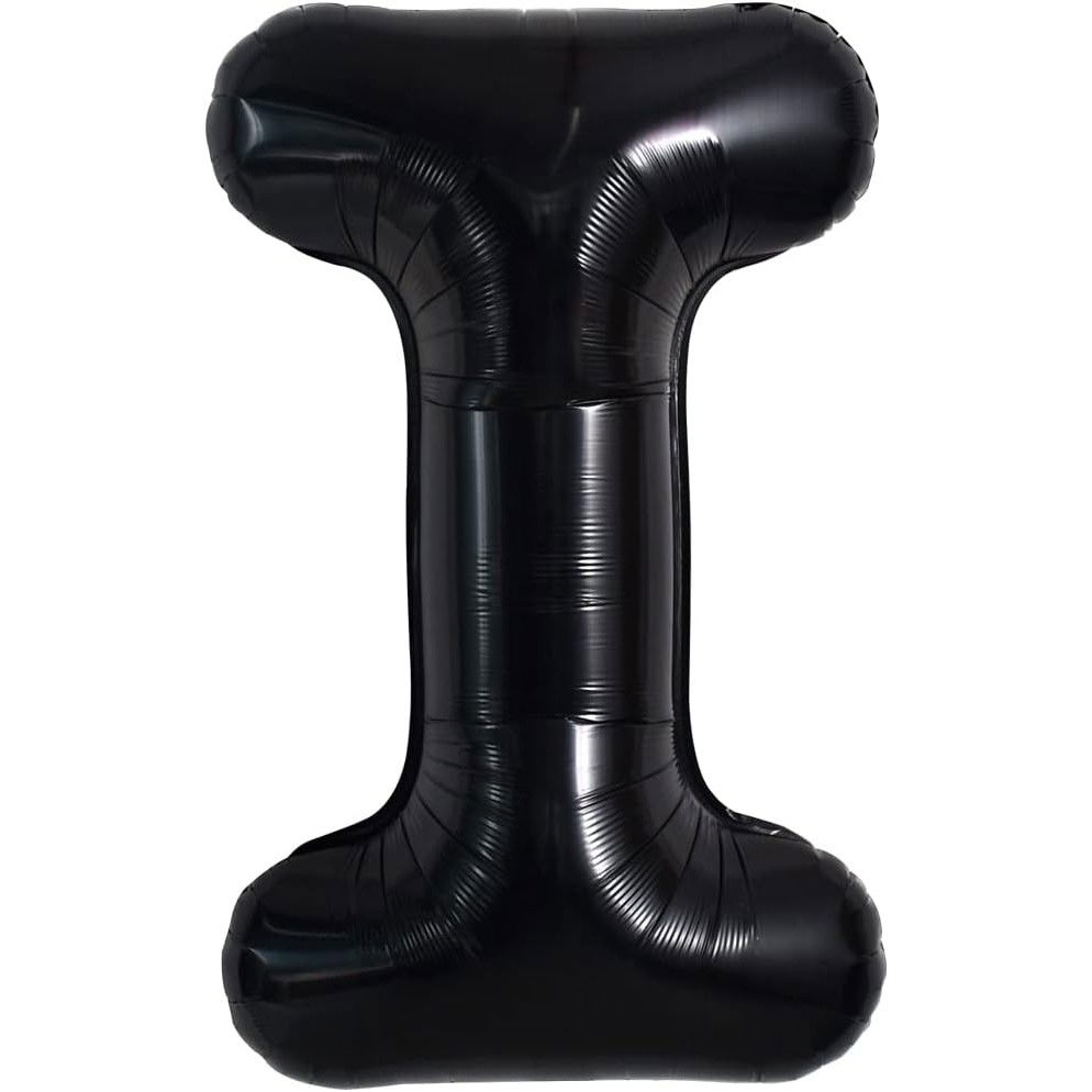 Balon Folie Metalizata Litera I, Flippy, 40 cm, Umflati cu Heliu sau Aer, Ambalaj Individual, Pai inclus, Negru [5]