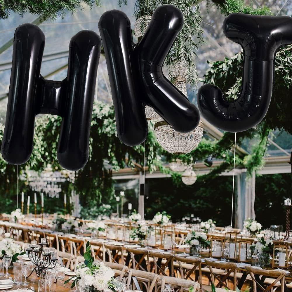 Balon Folie Metalizata Litera J, Flippy, 40 cm, Umflati cu Heliu sau Aer, Ambalaj Individual, Pai inclus, Negru [3]