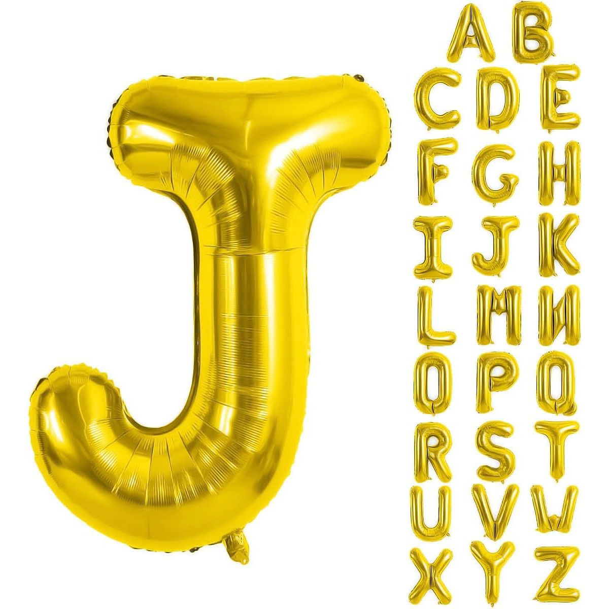 Balon Folie Metalizata Litera J, Flippy, 40 cm, Umflati cu Heliu sau Aer, Ambalaj Individual, Pai inclus, Auriu [4]