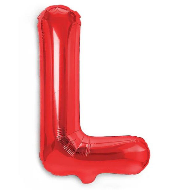 10 - 25 LEI - Balon Folie Metalizata Litera L, Flippy, 40 cm, Umflati cu Heliu sau Aer, Ambalaj Individual, Pai inclus, Rosu