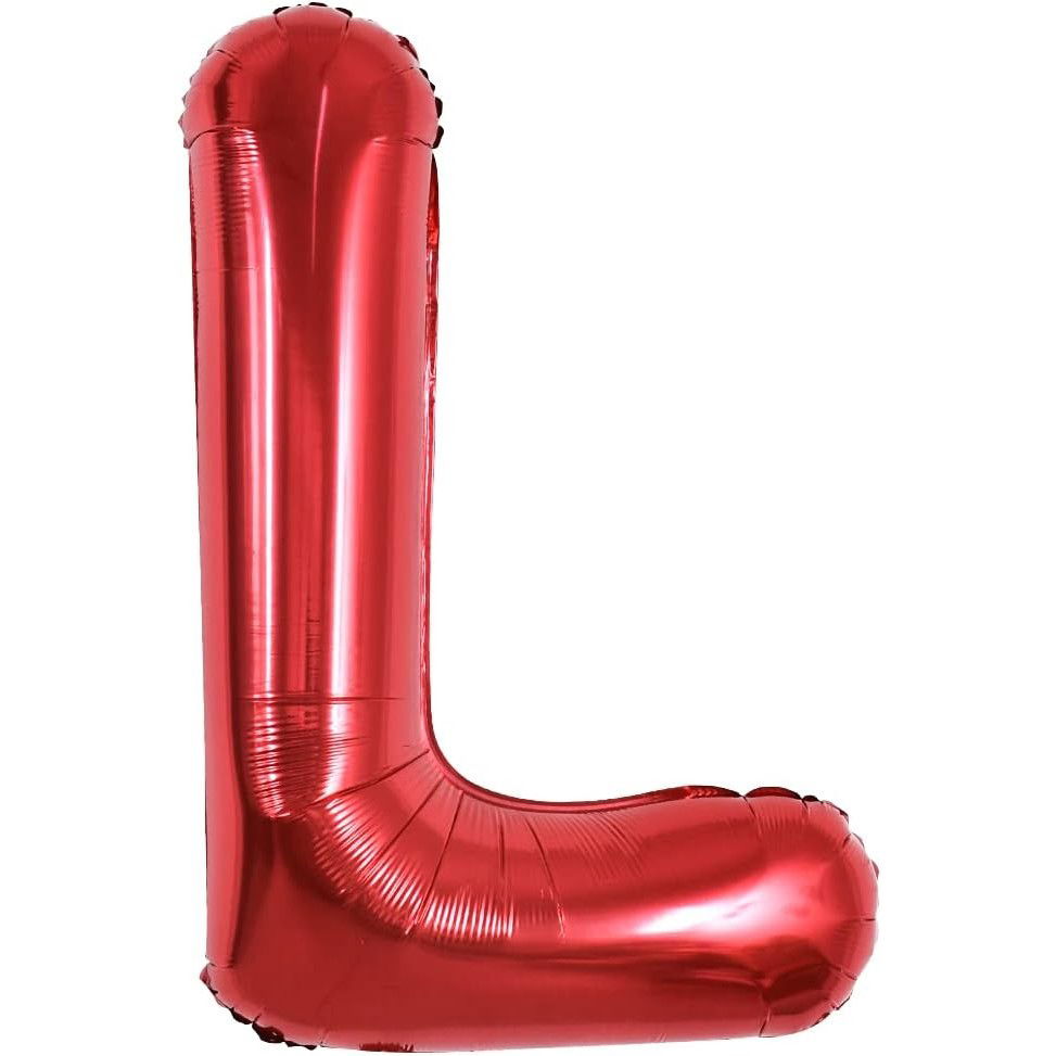 Balon Folie Metalizata Litera L, Flippy, 40 cm, Umflati cu Heliu sau Aer, Ambalaj Individual, Pai inclus, Rosu [6]