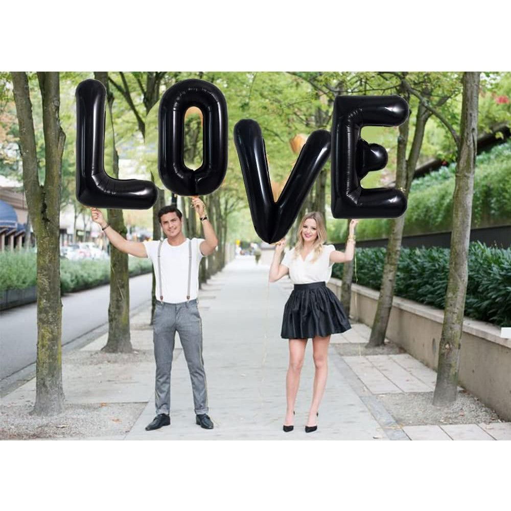 Balon Folie Metalizata Litera L, Flippy, 40 cm, Umflati cu Heliu sau Aer, Ambalaj Individual, Pai inclus, Negru [3]