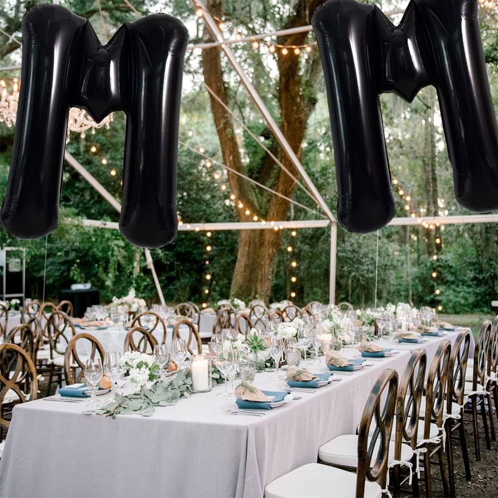 Balon Folie Metalizata Litera M, Flippy, 40 cm, Umflati cu Heliu sau Aer, Ambalaj Individual, Pai inclus, Negru [4]