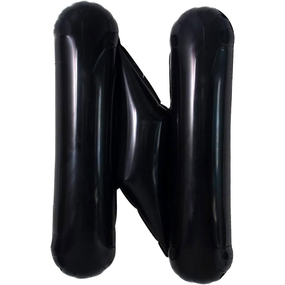 Balon Folie Metalizata Litera N, Flippy, 40 cm, Umflati cu Heliu sau Aer, Ambalaj Individual, Pai inclus, Negru [5]