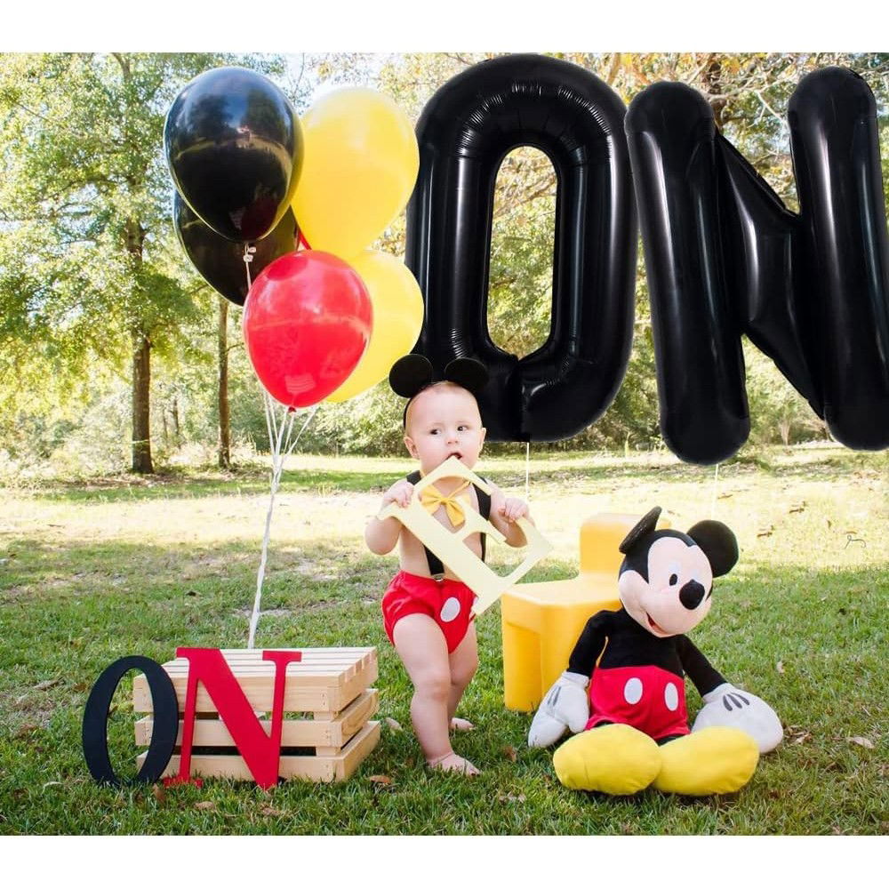 Balon Folie Metalizata Litera N, Flippy, 40 cm, Umflati cu Heliu sau Aer, Ambalaj Individual, Pai inclus, Negru [3]