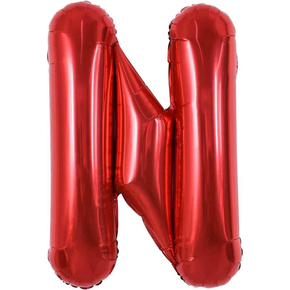 Balon Folie Metalizata Litera N, Flippy, 40 cm, Umflati cu Heliu sau Aer, Ambalaj Individual, Pai inclus, Rosu [6]